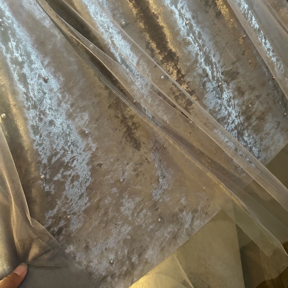 Anthropologie Silver Gray Velvet & Tulle Maxi Skirt - Picture 2 of 5